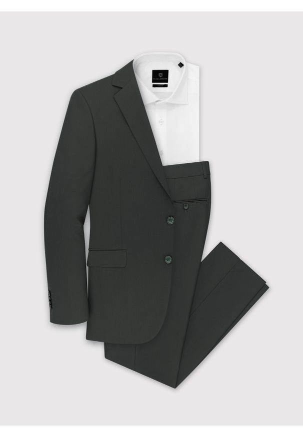 Pako Lorente - PAKO LORENTE – Zielone spodnie garniturowe P22SF-6G-022-Z-S. Kolor: zielony. Materiał: poliester, wiskoza, elastan