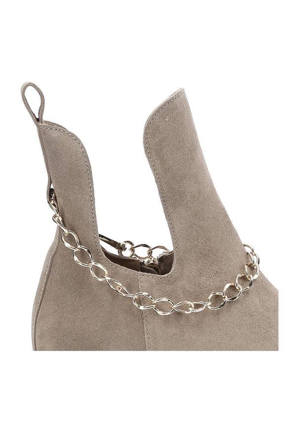 Beżowe Botki Lemar Skórzane Buty Damskie. Kolor: beżowy. Materiał: skóra. Szerokość cholewki: normalna. Sezon: zima, jesień. Styl: elegancki