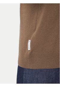 Marc O'Polo Denim Sweter 5000007280 Brązowy Regular Fit. Typ kołnierza: polo. Kolor: brązowy. Materiał: wełna #4