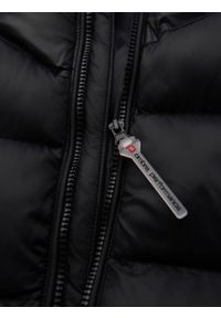 Ombre Clothing - Nowoczesna pikowana kurtka męska z łączonych materiałów – czarna V1 - Rozmiar: XL. Typ kołnierza: kołnierzyk stójkowy. Kolor: czarny. Materiał: materiał. Długość: długie