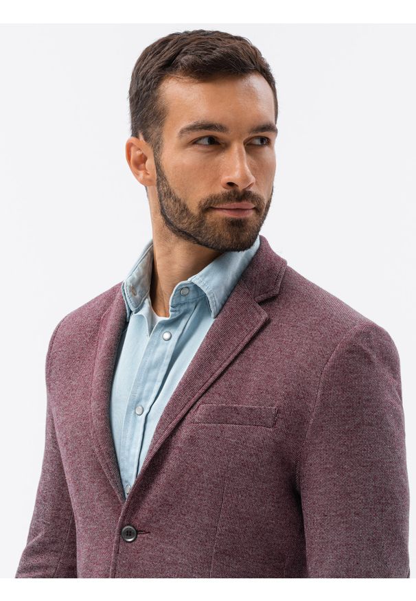 Czerwona marynarka Ombre Clothing na co dzień, w kwiaty, casualowa