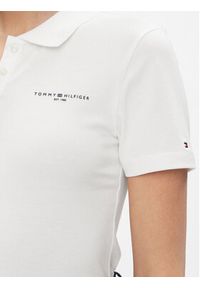 TOMMY HILFIGER - Tommy Hilfiger Polo Logo WW0WW41032 Biały Slim Fit. Typ kołnierza: polo. Kolor: biały. Materiał: bawełna #3
