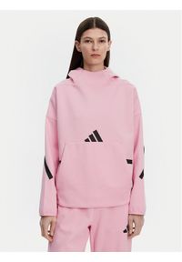 Adidas - adidas Bluza Z.N.E. JD5992 Różowy Loose Fit. Kolor: różowy. Materiał: bawełna