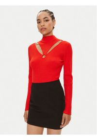 Morgan Sweter 241-MELINE Czerwony Slim Fit. Kolor: czerwony. Materiał: syntetyk, wiskoza