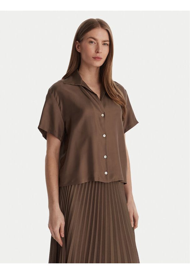 Marella Koszula Segnale 2613111045 Brązowy Relaxed Fit. Kolor: brązowy. Materiał: jedwab