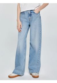 Big-Star - Jeansy dziewczęce z szeroką nogawką niebieskie Natalie 165. Stan: podwyższony. Kolor: niebieski. Materiał: jeans. Styl: vintage, klasyczny, elegancki #1