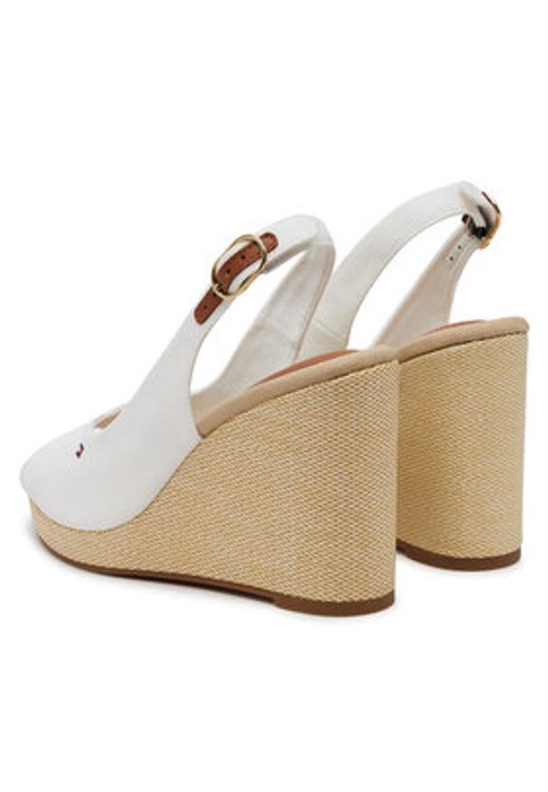TOMMY HILFIGER - Tommy Hilfiger Espadryle Flag High Wedge Espad Slingback FW0FW08597 Biały. Kolor: biały. Materiał: materiał