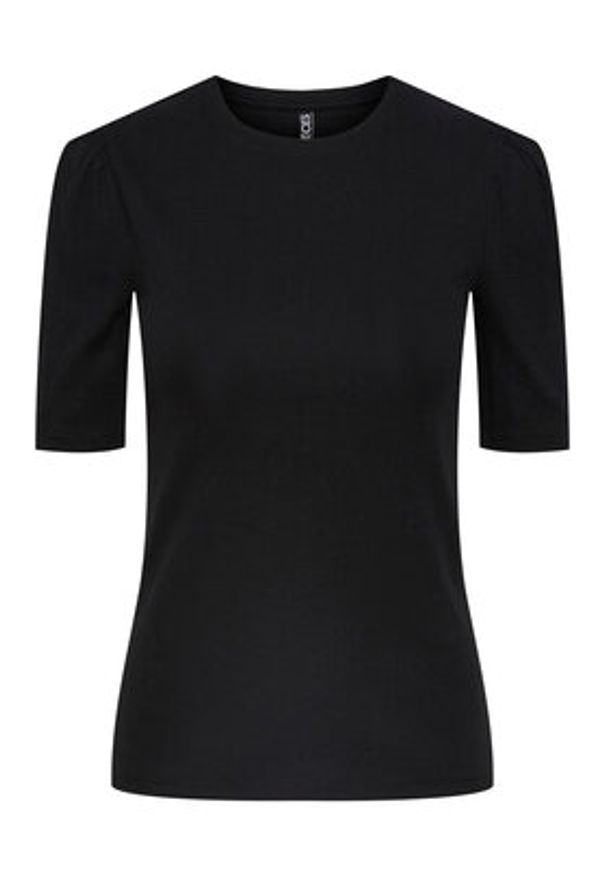 Pieces T-Shirt 17133700 Czarny Slim Fit. Kolor: czarny. Materiał: bawełna