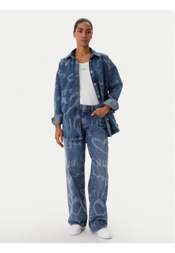Hugo - HUGO Koszula jeansowa Garesa_4_B 50553558 Niebieski Oversize. Kolor: niebieski. Materiał: bawełna