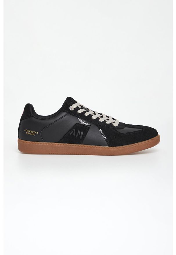 Aeronautica Militare - Sneakersy męskie skórzane AERONAUTICA MILITARE. Materiał: skóra