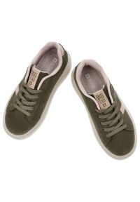 Big-Star - Zielone Sneakersy Big Star Stylowe Obuwie Damskie. Okazja: na co dzień. Zapięcie: sznurówki. Kolor: zielony. Materiał: jeans, materiał. Obcas: na platformie