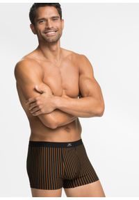 bonprix - Bokserki, dopasowany fason, z bawełną (3 pary). Kolor: czarny. Materiał: bawełna. Wzór: paski #1
