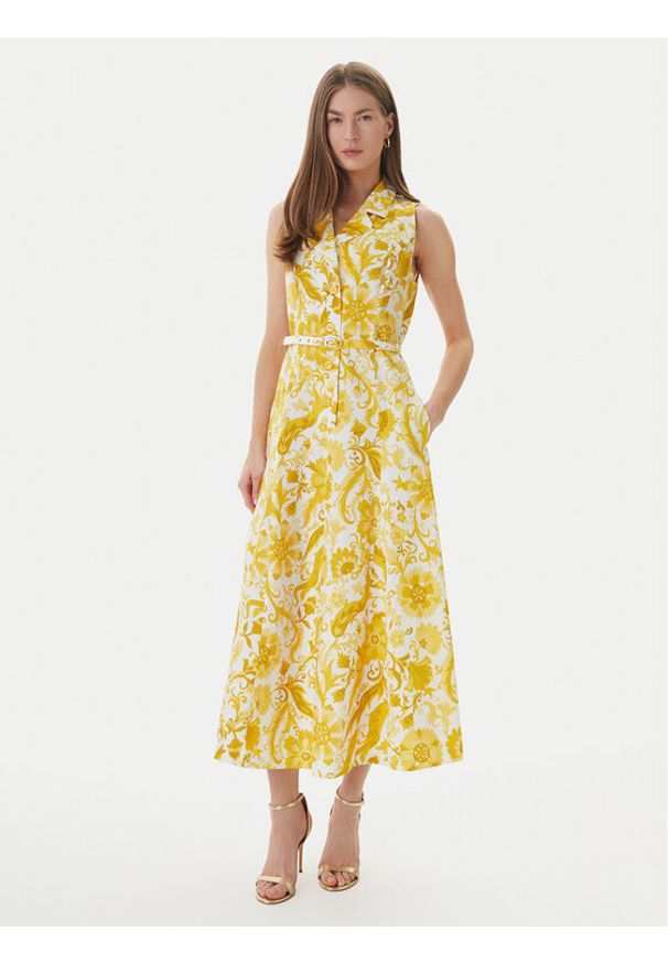 Luisa Spagnoli Sukienka letnia Piagge 542930 Żółty Regular Fit. Kolor: żółty. Materiał: bawełna. Sezon: lato