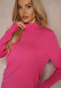 Renee - Różowy Casualowy Golf Arlotta. Okazja: na co dzień. Typ kołnierza: golf. Kolor: różowy. Materiał: jedwab, jeans, poliester, poliamid. Styl: casual