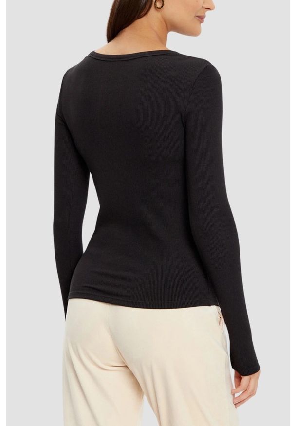 Guess - GUESS Czarny damski longsleeve Colette. Kolor: czarny. Długość rękawa: długi rękaw