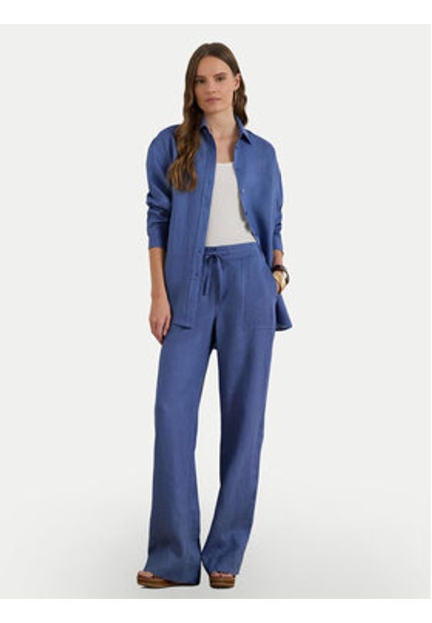 Lauren Ralph Lauren - LAUREN RALPH LAUREN Spodnie materiałowe 200735136025 Niebieski Regular Fit. Kolor: niebieski. Materiał: len
