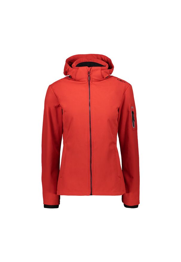 Kurtka przeciwdeszczowa damska z kapturem CMP. Typ kołnierza: kaptur. Kolor: czerwony. Materiał: puch. Sport: turystyka piesza