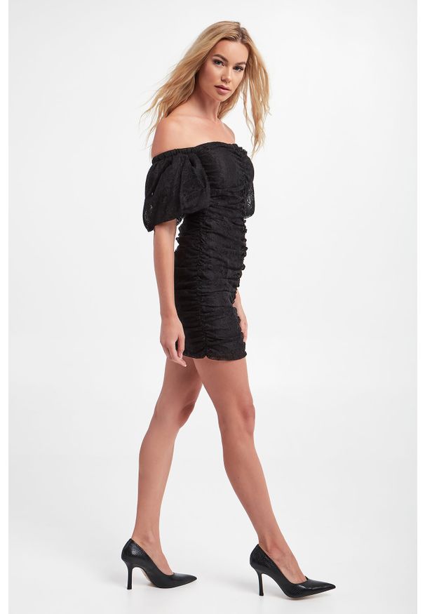 Pinko - Sukienka Agostina PINKO. Materiał: koronka. Długość rękawa: krótki rękaw. Wzór: koronka. Długość: mini