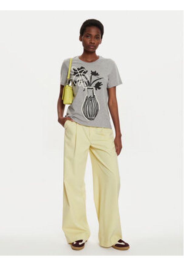 Desigual T-Shirt Shadow 24WWTK11 Szary Regular Fit. Kolor: szary. Materiał: bawełna