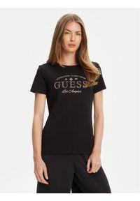 Guess T-Shirt V5YI13 J1314 Czarny Regular Fit. Kolor: czarny. Materiał: bawełna