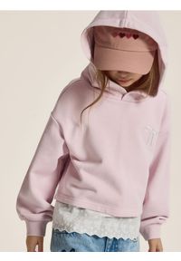 Reserved - Bawełniana bluza z koronką - pastelowy róż. Kolor: różowy. Materiał: bawełna, koronka. Wzór: koronka #1