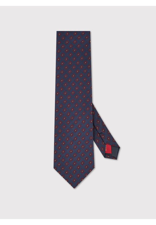 Pako Lorente - PAKO LORENTE - Jedwabny granatowy krawat. Kolor: niebieski. Materiał: jedwab. Wzór: geometria