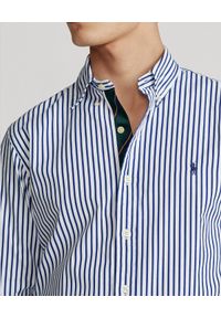 Ralph Lauren - RALPH LAUREN - Niebieska koszula w paski Custom Fit. Typ kołnierza: polo. Kolor: niebieski. Materiał: bawełna. Wzór: paski