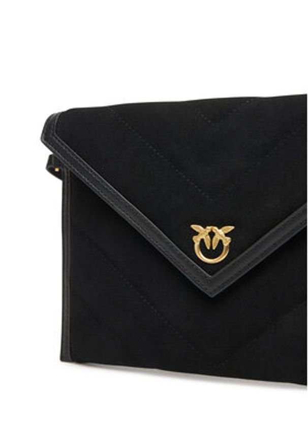 Pinko - PINKO Torebka Flat Purse Handle AI 25-26 PCPL 104820 A2JH Czarny. Kolor: czarny. Materiał: skórzane, zamszowe