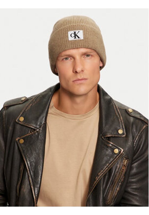 Calvin Klein Czapka K50K512451 Beżowy. Kolor: beżowy. Materiał: akryl