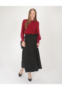 Unisono - Elegancka spódnica z paskiem. Materiał: zamsz, materiał, guma. Styl: elegancki