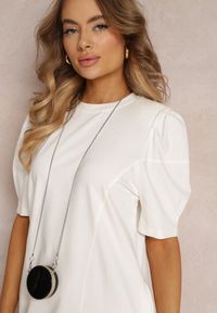 Renee - Biała Pudełkowa Sukienka Mini z Saszetką Dalana. Okazja: na co dzień. Kolor: biały. Materiał: jeans, materiał, wiskoza. Długość rękawa: krótki rękaw. Sezon: lato, wiosna. Styl: elegancki, casual. Długość: mini #5