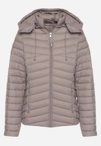 Born2be - Szara Pikowana Kurtka Przejściowa z Kapturem Suritta. Okazja: na co dzień. Typ kołnierza: kaptur. Kolor: szary. Materiał: jeans. Styl: casual, klasyczny, sportowy