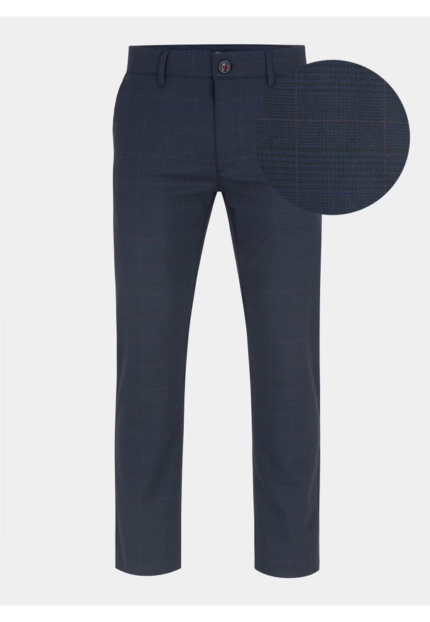 Pako Lorente - PAKO LORENTE – Granatowe spodnie męskie NIMA w subtelną kratę P000B-WX-214-G. Kolor: niebieski. Długość: długie. Styl: elegancki