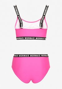 Born2be - Różowe Bikini Sportowa Góra i Majtki Typu Figi z Napisami Nevianea. Kolor: różowy. Wzór: napisy #5