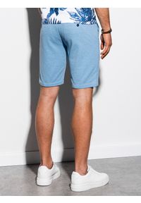Ombre Clothing - Krótkie spodenki męskie casual W224 - błękitne - XXL. Okazja: na co dzień. Kolor: niebieski. Materiał: dzianina, poliester, elastan, bawełna. Długość: krótkie. Styl: casual #6