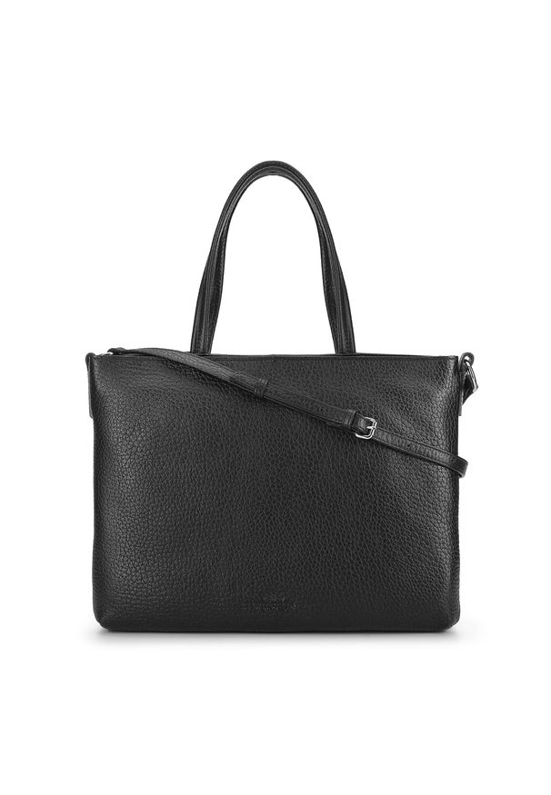 Wittchen - Damska torba na laptopa 13" ze skóry groszkowanej czarna. Kolor: czarny. Materiał: skóra. Styl: elegancki, biznesowy