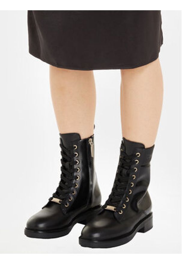 Calvin Klein Trapery Rubber Sole Combat Boot Lg Wl HW0HW01715 Czarny. Kolor: czarny. Materiał: skóra