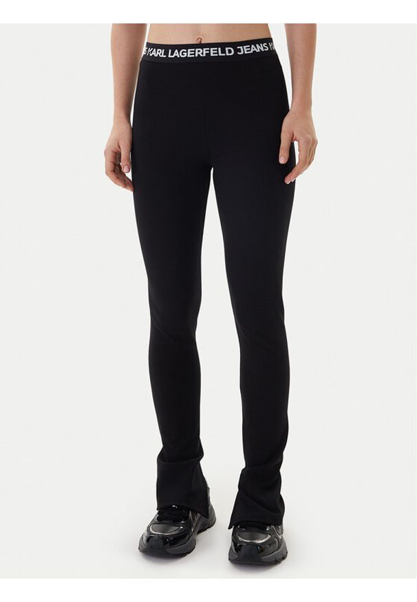 Karl Lagerfeld Jeans Legginsy B1W10091 Czarny Regular Fit. Kolor: czarny. Materiał: wiskoza