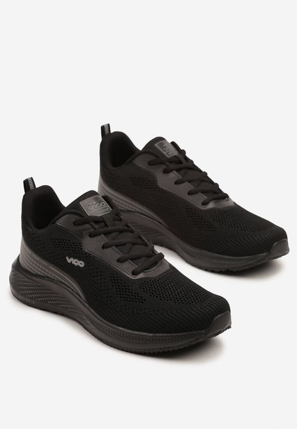 Born2be - Czarne Buty Sportowe Sneakersy z Siateczki na Piankowej Podeszwie Saralia. Okazja: na co dzień. Kolor: czarny. Materiał: jeans. Szerokość cholewki: normalna