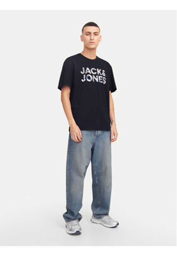 Jack & Jones - Jack&Jones T-Shirt Bryan 12268127 Granatowy Relaxed Fit. Kolor: niebieski. Materiał: bawełna