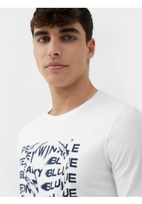 4f - T-shirt regular z nadrukiem męski. Kolor: biały. Materiał: bawełna. Wzór: nadruk #2