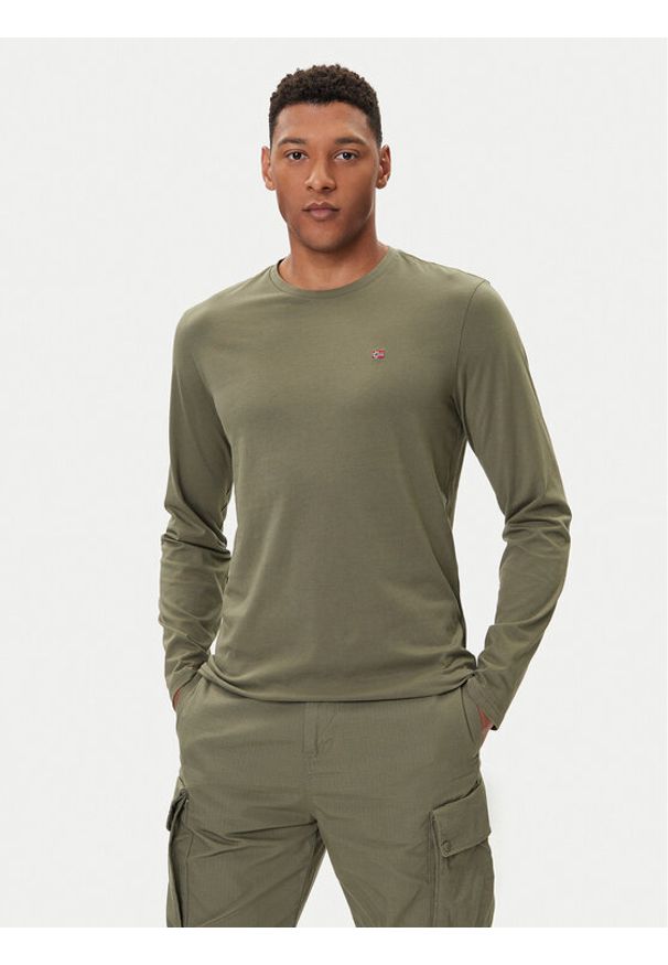 Napapijri Longsleeve Salis NP0A4HN7 Zielony Regular Fit. Kolor: zielony. Materiał: bawełna. Długość rękawa: długi rękaw