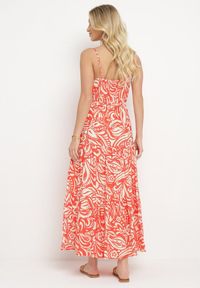 Born2be - Pomarańczowa Sukienka z Bawełną i Wiskozą na Cienkich Ramiączkach z Regulacją z Paskiem Dimite. Kolor: pomarańczowy. Materiał: bawełna, wiskoza. Długość rękawa: na ramiączkach. Wzór: aplikacja. Styl: klasyczny #5