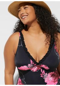bonprix - Sukienka kąpielowa shape, średni stopień modelowania sylwetki. Kolor: czarny. Wzór: nadruk #2