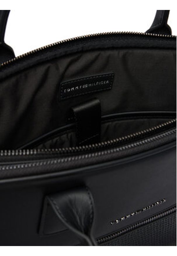 TOMMY HILFIGER - Tommy Hilfiger Torba na laptopa Th Woven Computer Bag AM0AM14094 Czarny. Kolor: czarny. Materiał: skóra