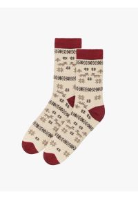 Ryłko - Bawełniane skarpety w ozdobny print. Kolor: czerwony. Materiał: dzianina. Wzór: nadruk #1