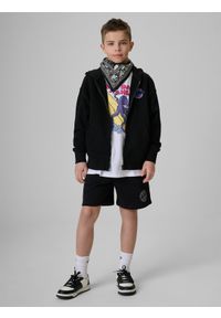 4f - 4F Bluza dresowa loose z kapturem chłopięca - czarna 146/152 (10-12 lat). Okazja: na co dzień, na uczelnię, na spacer. Typ kołnierza: kaptur. Kolor: czarny. Materiał: dresówka. Sezon: lato. Styl: casual #2