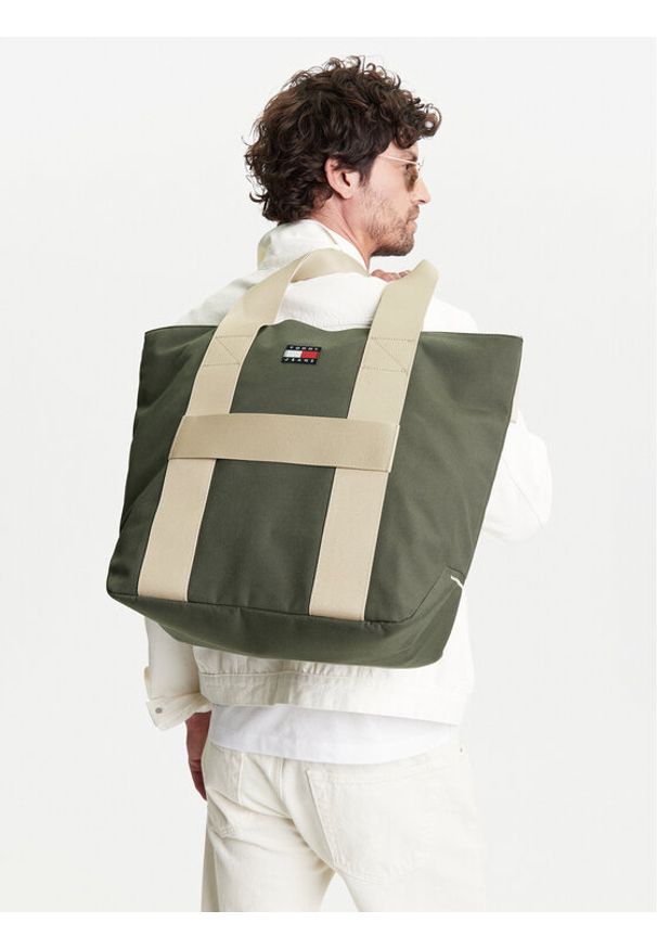 Tommy Jeans Torba Retro Cool Tote AM0AM13278 Khaki. Kolor: brązowy. Materiał: materiał