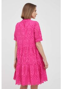 Y.A.S sukienka bawełniana kolor różowy mini rozkloszowana. Kolor: różowy. Materiał: bawełna. Długość rękawa: krótki rękaw. Długość: mini