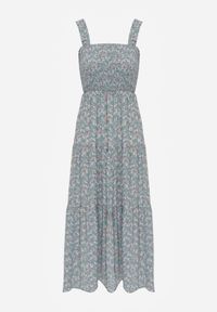 Born2be - Jasnoniebieska Sukienka Rozkloszowana na Ramiączkach w Kwiaty Hasana. Okazja: na co dzień. Kolor: niebieski. Długość rękawa: na ramiączkach. Wzór: kwiaty. Sezon: lato. Typ sukienki: proste. Styl: elegancki, casual #7